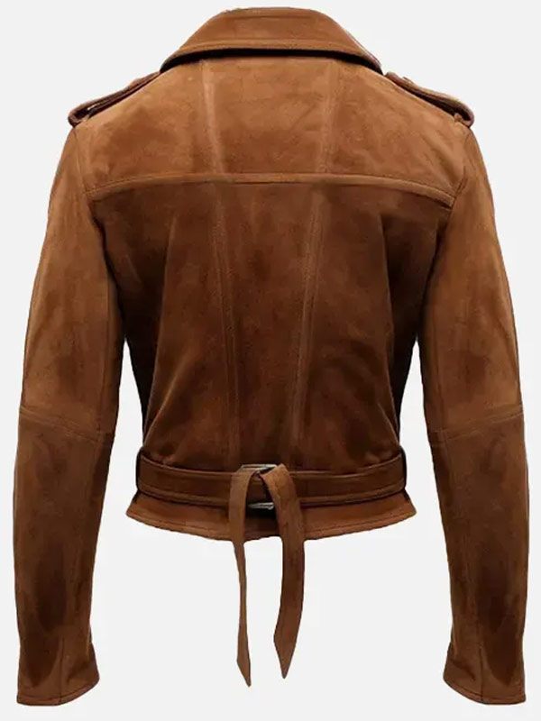 Men's Classic Brown Suede Leather Biker Jacket