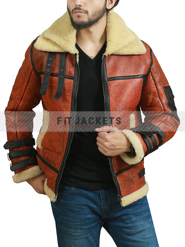 Mens B3 Shearling Sheepskin Bomber Flying Jacket