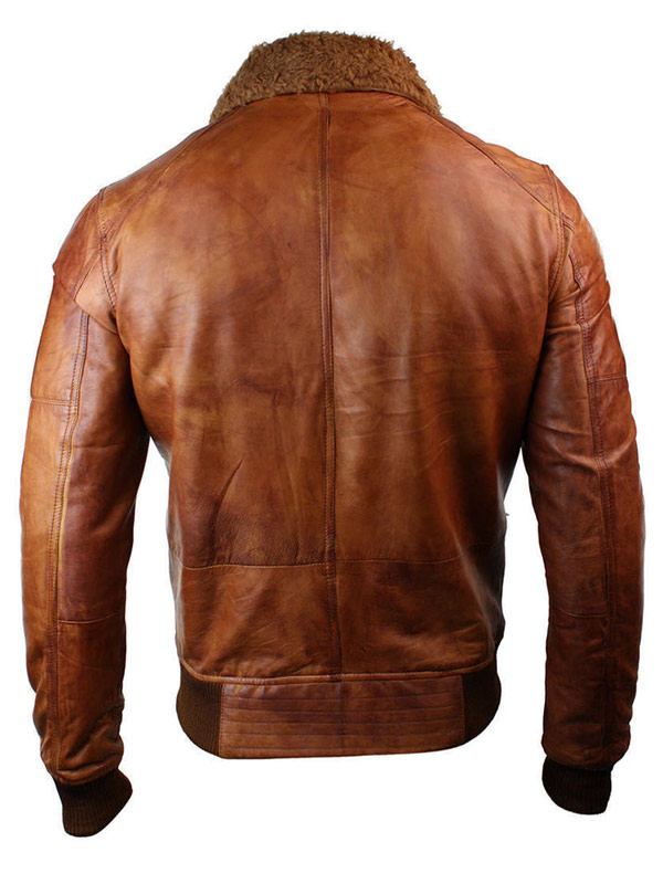 Mens B3 Bomber Brown Distressed Leather Jacket