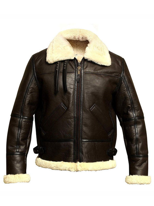 B3 Sheepskin Dark Brown Leather Jacket For Mens