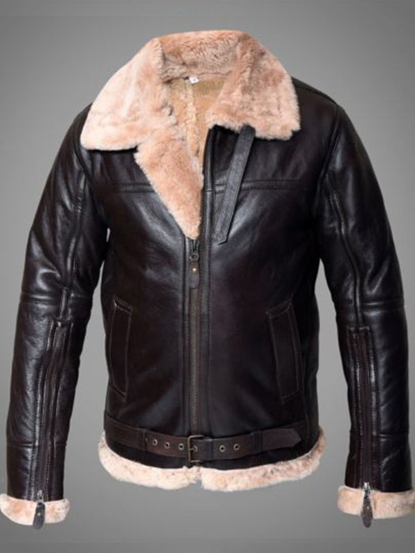 brown shearling jacket​