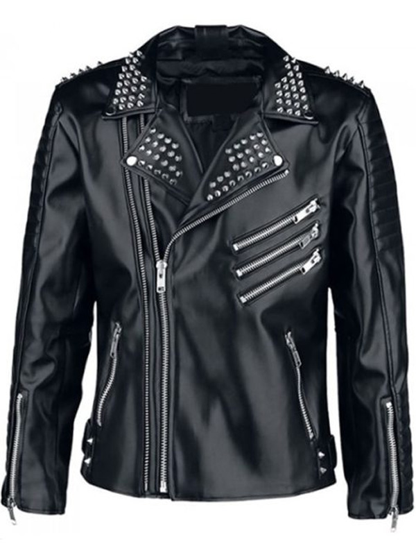 Biker Style Black Leather Jacket