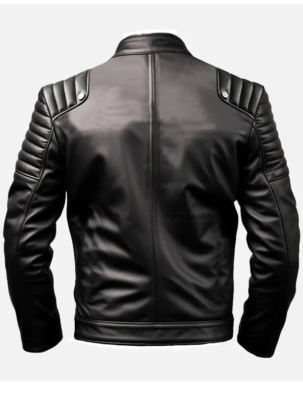 Men's Quilted Black and White Leather Jacket