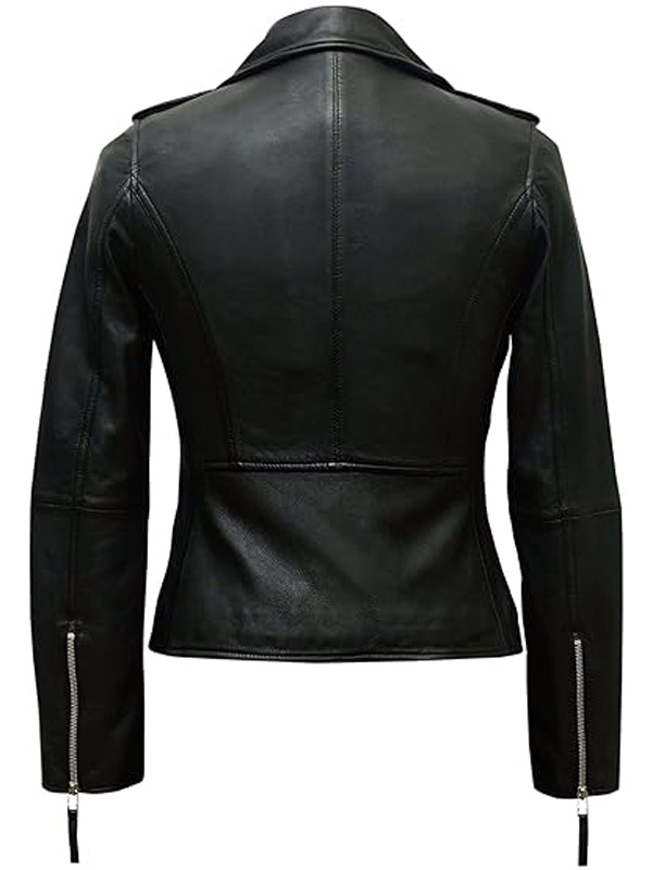 Women Lambskin Black Leather Biker Jacket