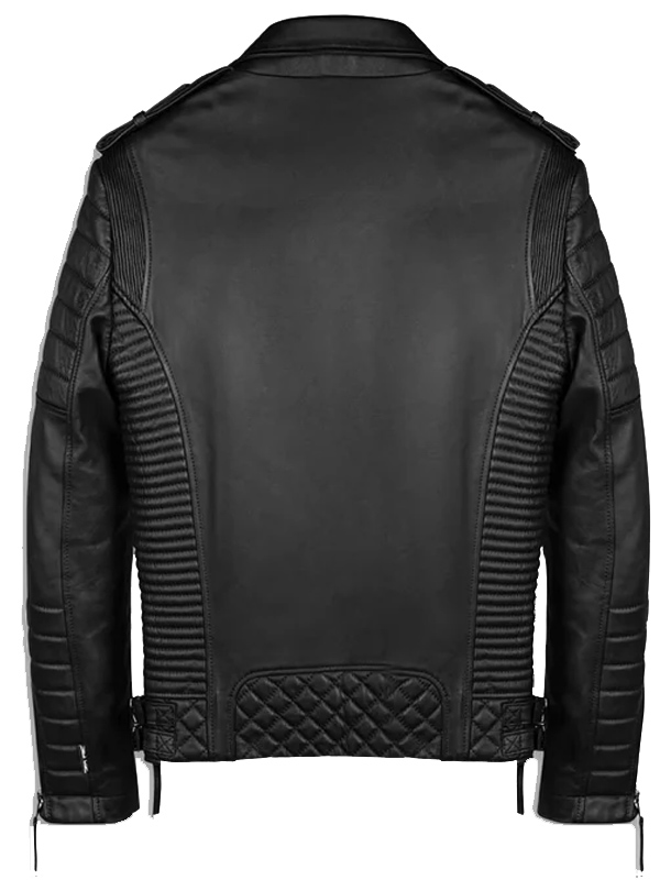 Men Quilted Black Vintage Leather Moto Jacket