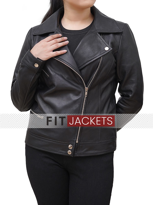 Women Black Moto Leather Biker Jacket