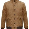 Brown Suede Leather A1 Bomber Jacket