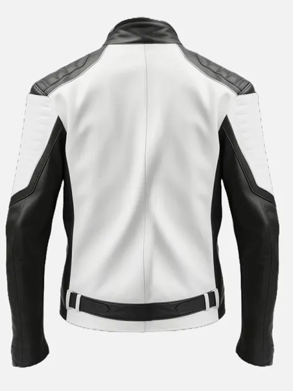 Cafe Racer Stylish Black and White Leather Jacket