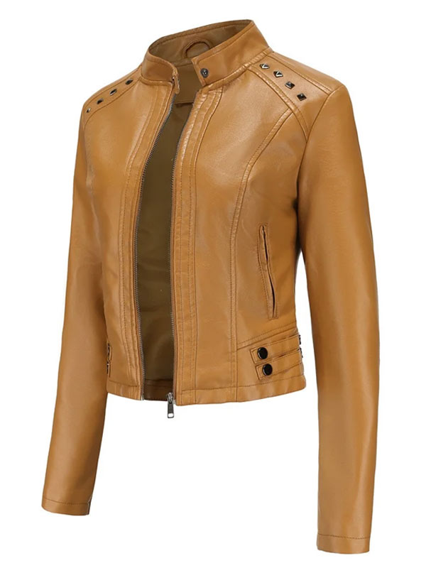 Cafe Racer Brown Leather Motorcycle Jacket