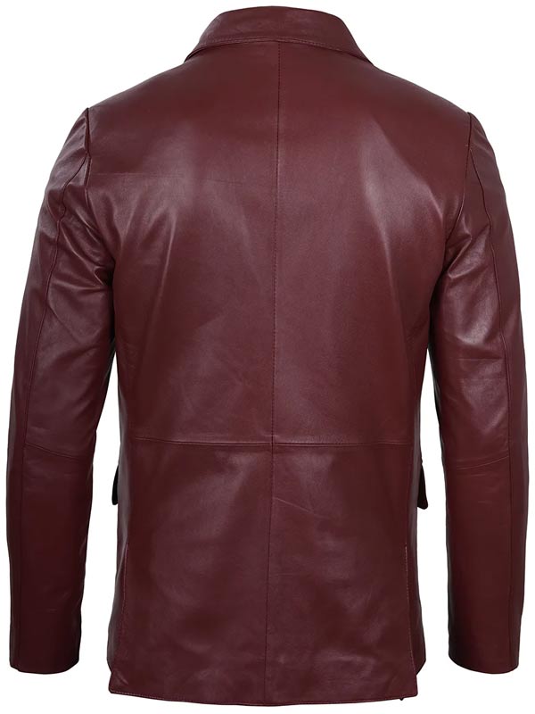Real Sheepskin Maroon Leather Blazer For Men