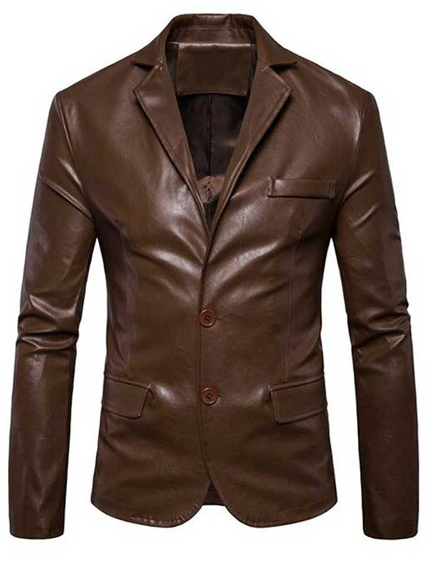 Mens Brown Leather Blazer