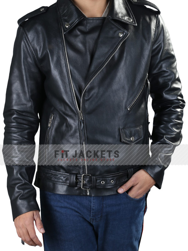 Men's Casual Genuine Leather Biker Black Leather Jacket