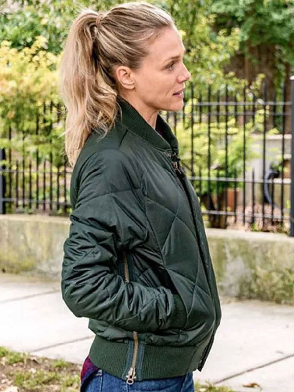 Buy Chicago P.D. Tracy Spiridakos Green Quilted Bomber Jacket