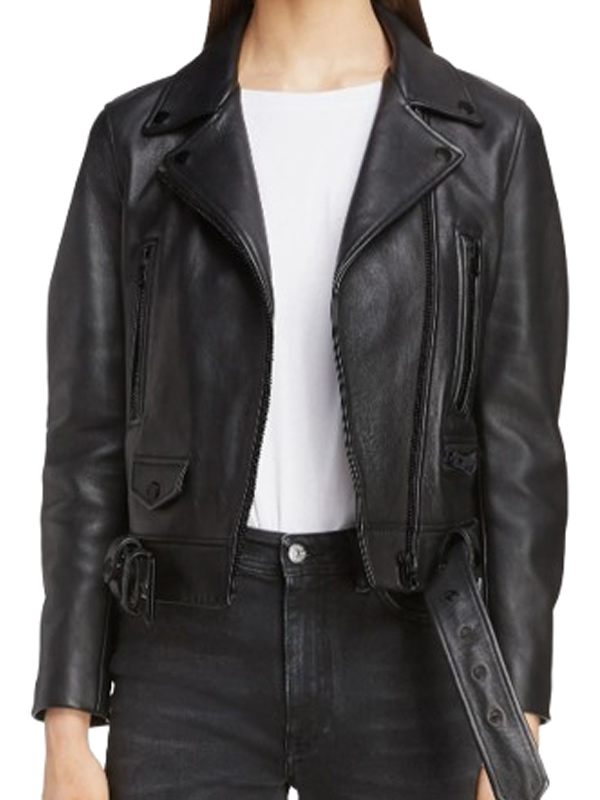 Classic Black Leather Biker Jacket Women