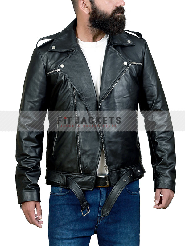 Mens Biker Style Classic Leather Jacket