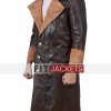 Men Dark Brown Leather Trench Coat