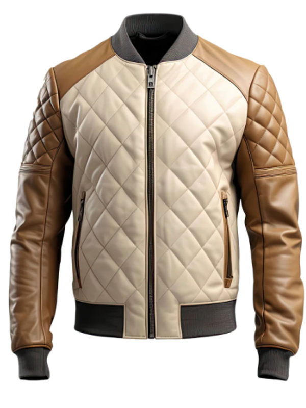 Men Diamond Quilted Bomber Jacket