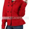 Womens Double Breasted Red Wool Peacoat