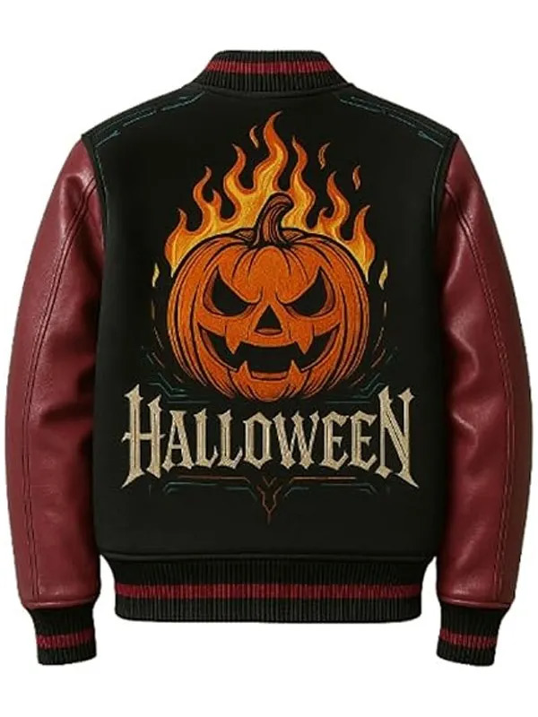 Shop Fiery Pumpkin Varsity Jacket