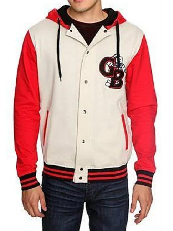 Buy Halloween Red and White Hooded Varsity Ghostbusters Jacket