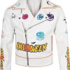 Buy Halloween White Leather Biker Jacket