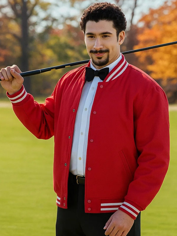 Bad Bunny Happy Gilmore 2 2025 Red Bomber Jacket