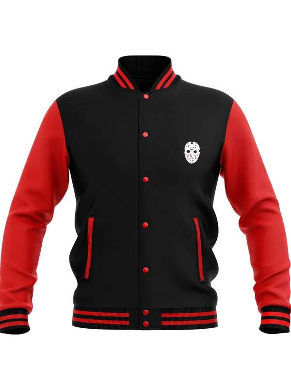 Buy Jason Voorhees Friday The 13th Red and Black Varsity Jacket