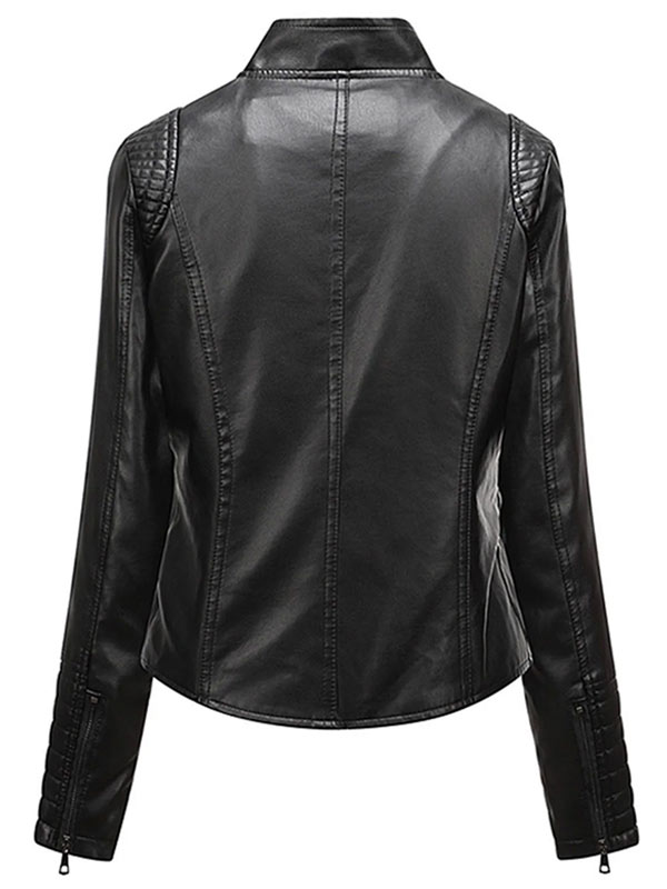 Women's Slim Fit Cafe Racer Motorcycle Jacket