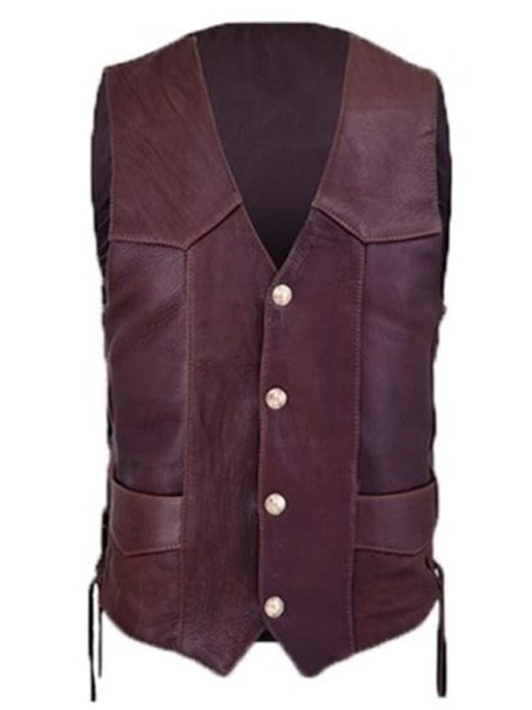 Maroon Motorbike Leather Vest