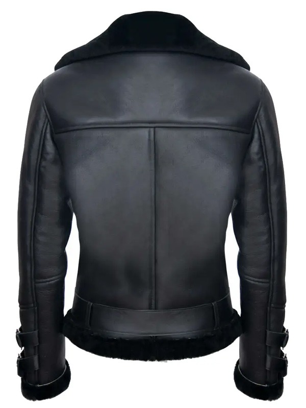 Mens Flight Real Sheepskin Black Leather Jacket