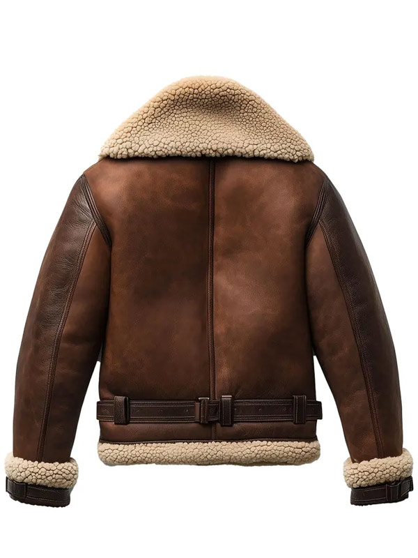 Mens Sheepskin B3 Brown Bomber Shearling Jacket