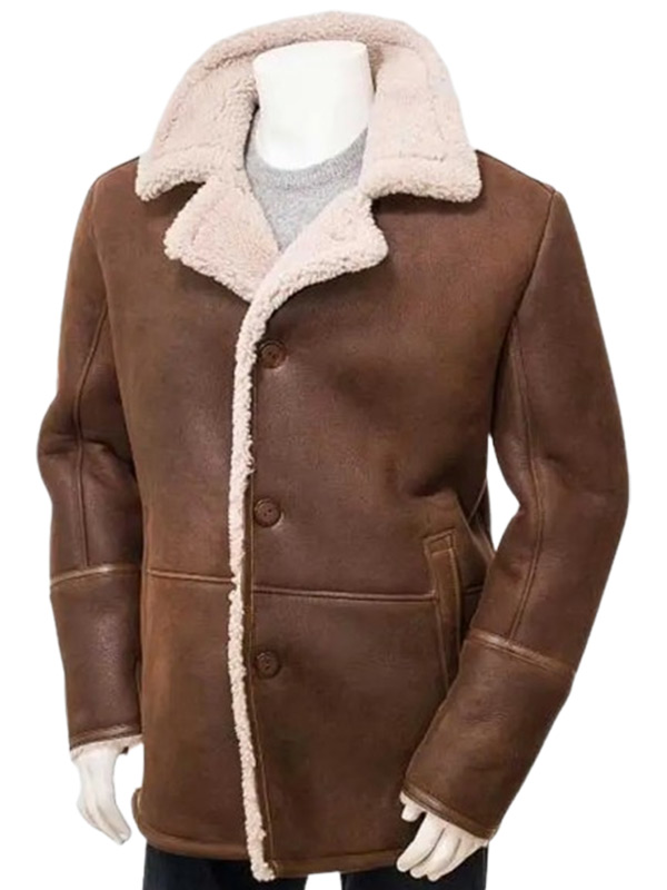 B3 Sheepskin Brown Shearling Leather Coat