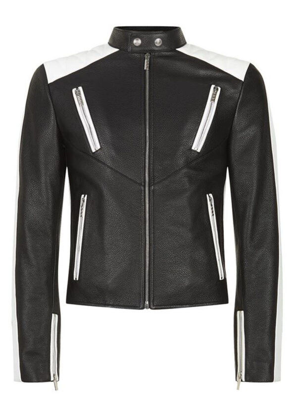 Men Cafe Racer Vintage Patchwork Leather Jacket