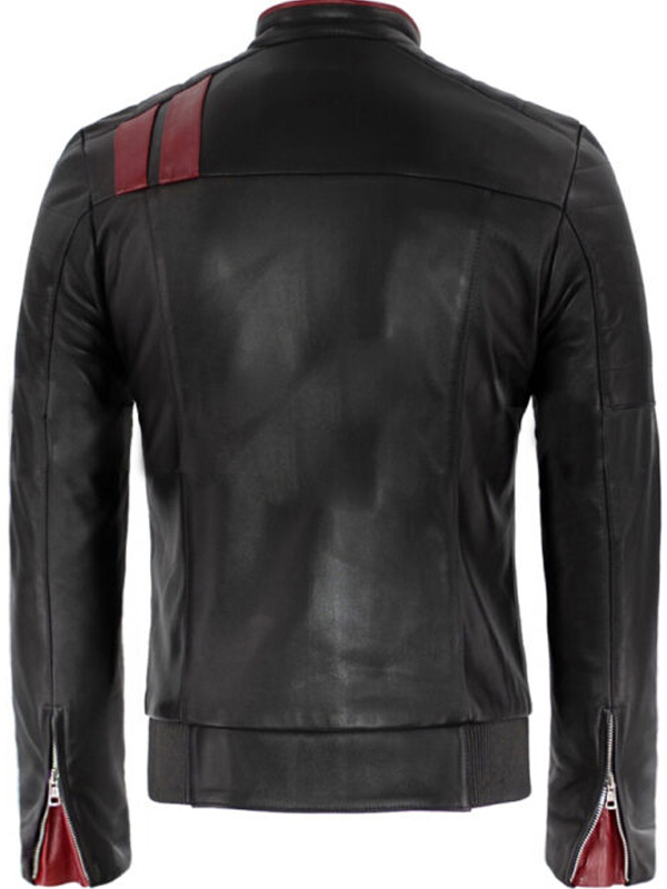 Black cafe racer biker jacket