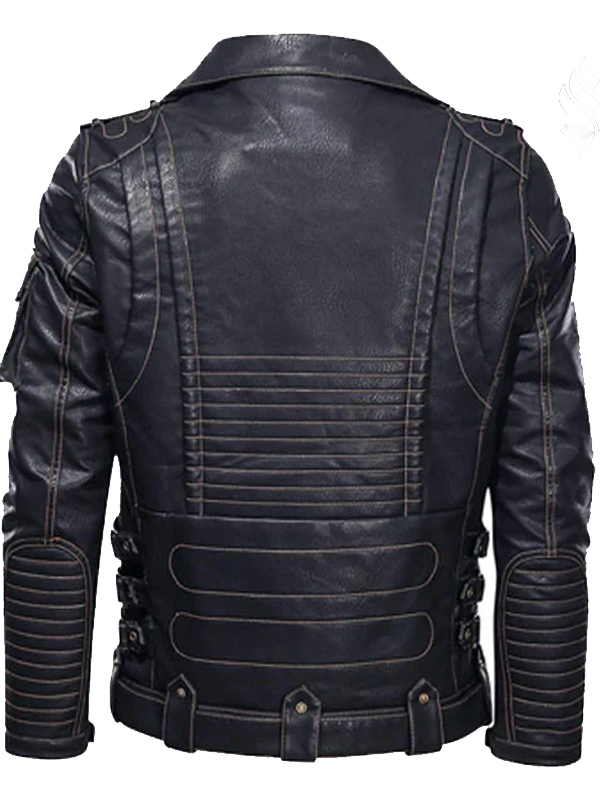 vintage black leather jacket