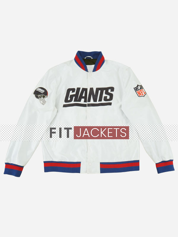 Mens Giants Starter White Bomber Jacket