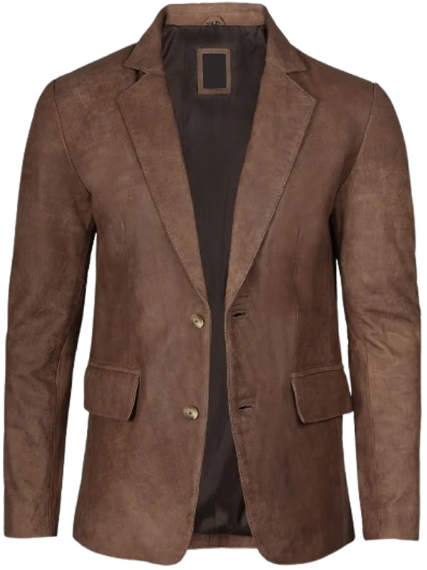 Men Casual Brown Leather Blazer