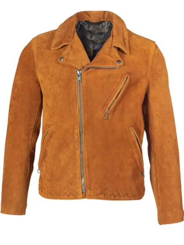 Men Classic Tan Suede Moto Jacket