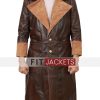 Shop Dark Brown Trench Leather Coat