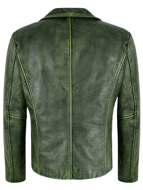 Mens Classic Green Leather Blazer Jacket