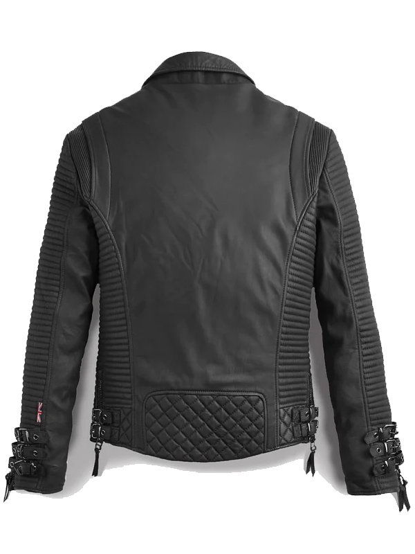 Black Leather Vintage Motorcycle Jacket For Men