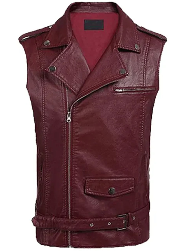 Men Stylish Maroon Biker Leather Vest