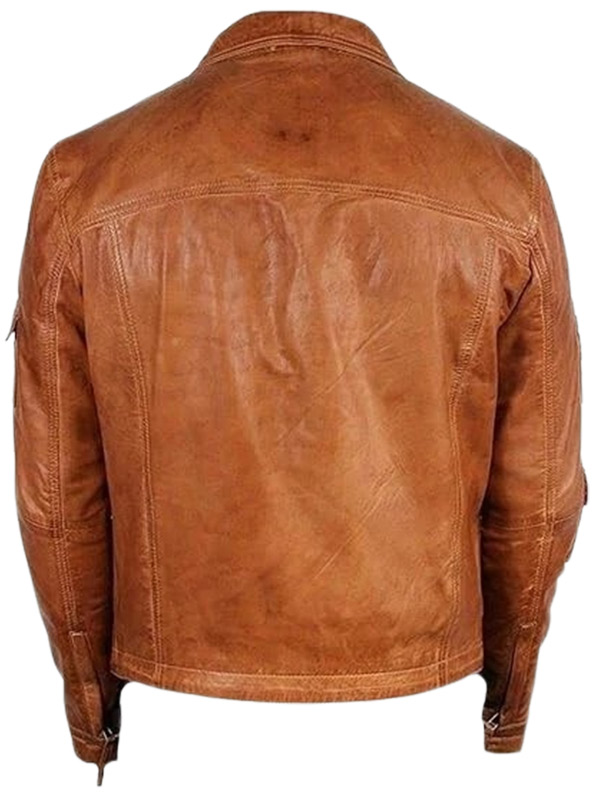 Mens Cafe Racer Brown Motorcycle Leather Jacket