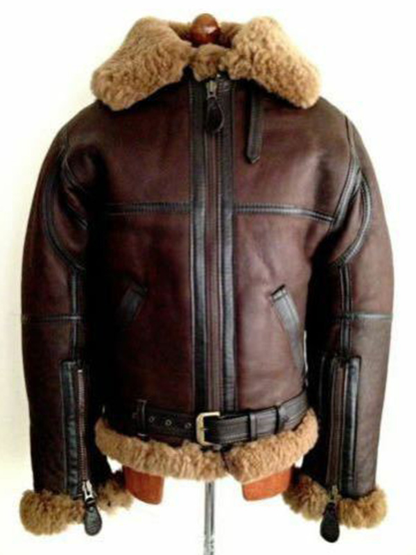 Mens Reddish Sheepskin B3 Bomber Leather Flying Jacket