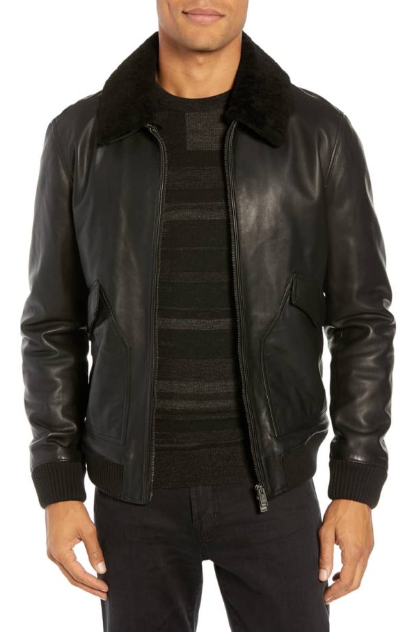 Men Shearling Collar Jacket