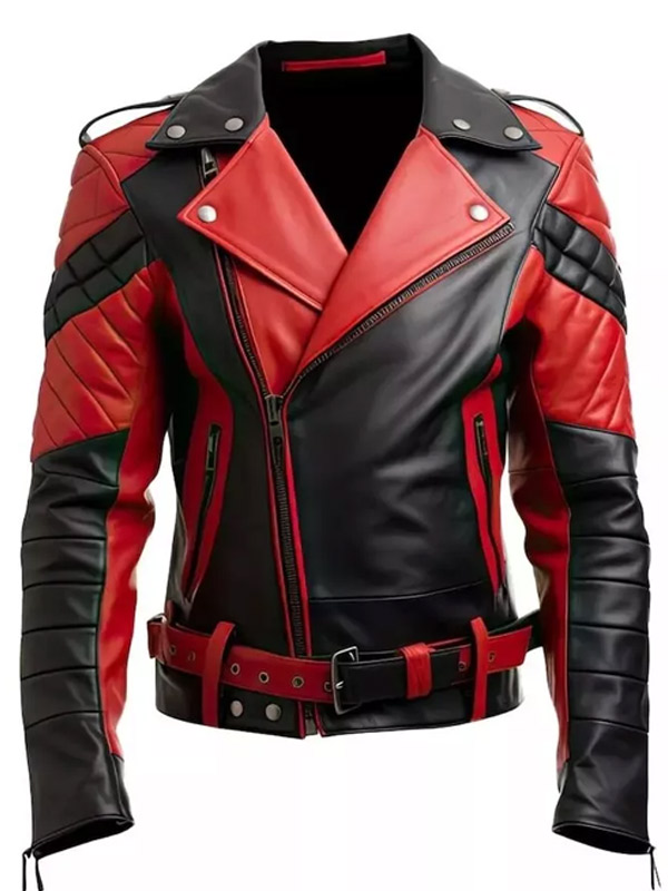 Motorbike Racer Red and Black Quilted Leather Jacket