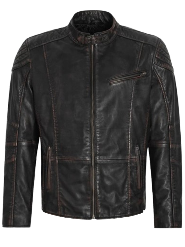 Mens Classic Motorcycle Black Biker Leather Jacket