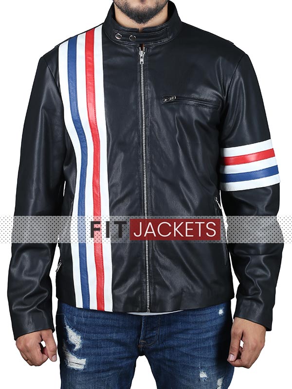 Mens Vintage Cafe Racer Black Leather Jacket