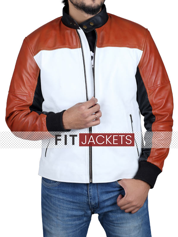 Mens Motorbike Leather Bomber Jacket