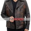 Mens Brown Leather Biker Jacket